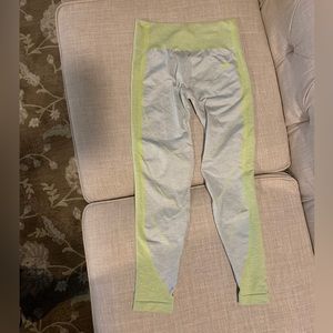 Gymshark Grey Leggings with Lime Green Detailing.